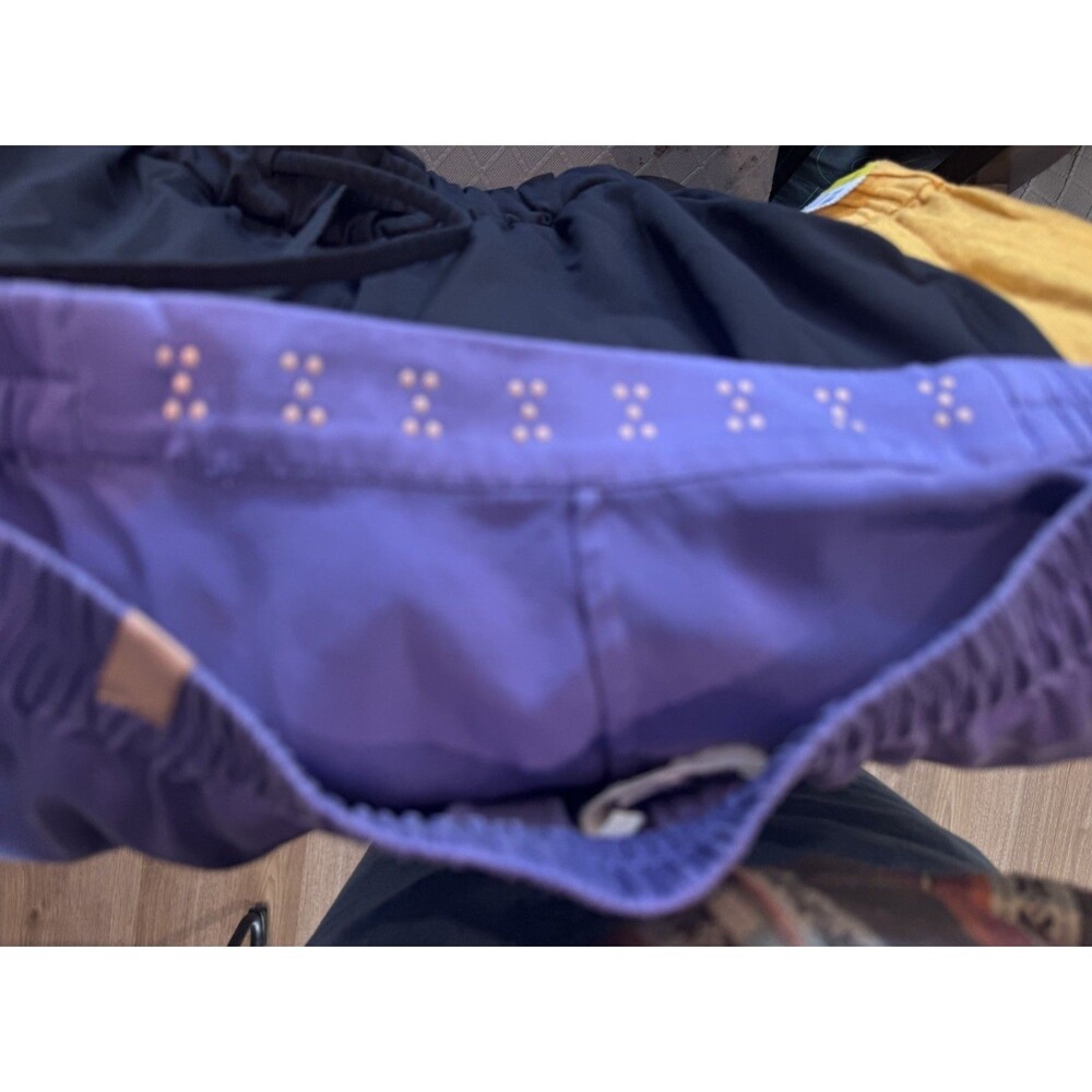 Lunya Washable Silk Satin Tulip Ruffle Overlay Lounge Pajama Shorts Purple Small - Picture 6 of 7